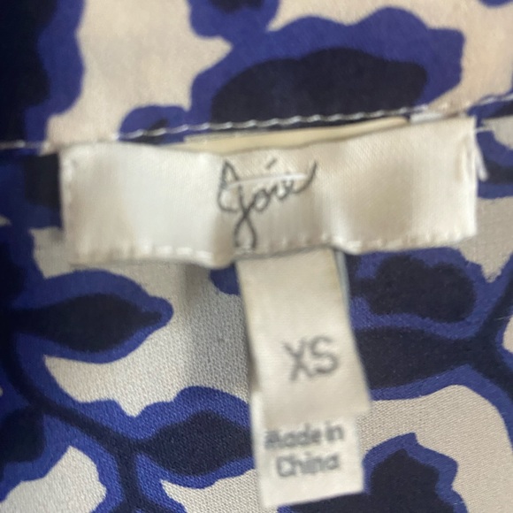 Joie Iselda Silk Blue Botanical Floral Print Long Sleeve Blouse - Picture 9 of 10